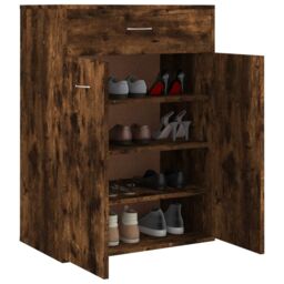 Berkfield Home Shoe Cabinet Smoked Oak 60x35x84 cm Engineered Wood in Brown - Size: 60 x 35 x 84 cm - thumbnail 5