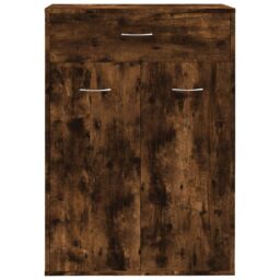 Berkfield Home Shoe Cabinet Smoked Oak 60x35x84 cm Engineered Wood in Brown - Size: 60 x 35 x 84 cm - thumbnail 3