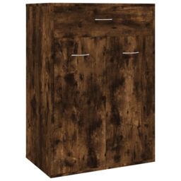 Berkfield Home Shoe Cabinet Smoked Oak 60x35x84 cm Engineered Wood in Brown - Size: 60 x 35 x 84 cm - thumbnail 2