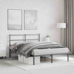 Berkfield Home Metal Bed Frame without Mattress with Headboard Black 140x200cm - Size: 140x200 cm - thumbnail 4