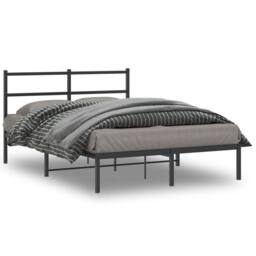 Berkfield Home Metal Bed Frame without Mattress with Headboard Black 140x200cm - Size: 140x200 cm - thumbnail 2