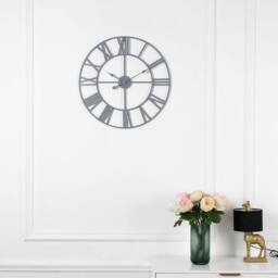 Home Garden Direct EOS - Skeleton Wall Clock with Roman Numerals - 60x60cm in Grey - Size: 60x60 cm - thumbnail 4