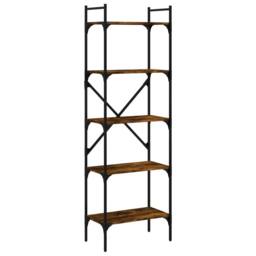 Berkfield Home Bookcase 5-Tier Smoked Oak 56x31.5x174 cm Engineered Wood in Brown - thumbnail 1