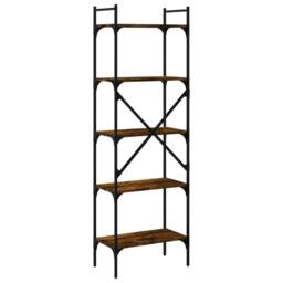Berkfield Home Bookcase 5-Tier Smoked Oak 56x31.5x174 cm Engineered Wood in Brown - thumbnail 6