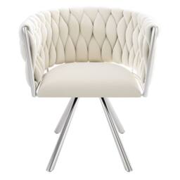 BTM Set of 2/4/6 Velvet Swivel Dining Chair Light Luxury Beige Silver - Size: 6 Pack - thumbnail 7
