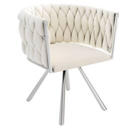 BTM Set of 2/4/6 Velvet Swivel Dining Chair Light Luxury Beige Silver - Size: 6 Pack - thumbnail 8