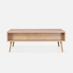 sweeek Coffee Table With Wood & Cane Effect in Light Brown - thumbnail 3