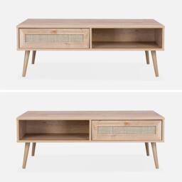 sweeek Coffee Table With Wood & Cane Effect in Light Brown - thumbnail 2
