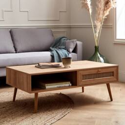 sweeek Coffee Table With Wood & Cane Effect in Light Brown - thumbnail 6