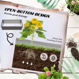 OUTSUNNY Outdoor Planter Box, Steel Raised Garden Bed, Set of 2 in Dark Grey - thumbnail 6