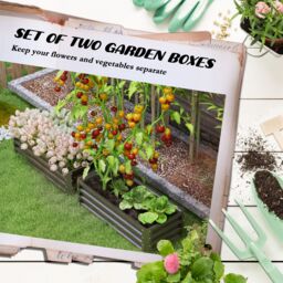 OUTSUNNY Outdoor Planter Box, Steel Raised Garden Bed, Set of 2 in Dark Grey - thumbnail 4