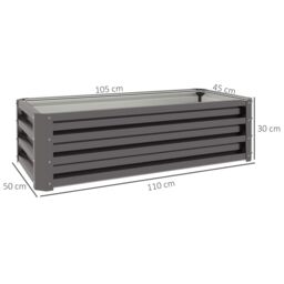 OUTSUNNY Outdoor Planter Box, Steel Raised Garden Bed, Set of 2 in Dark Grey - thumbnail 3