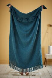 Appletree 'Chenille Throw' Textured Throw in Teal - Size: 130 cm x 180 cm - thumbnail 3