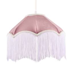 Happy Homewares Classic Chic Victorian Shape Pendant Light Shade in Blush Pink Velvet - thumbnail 2