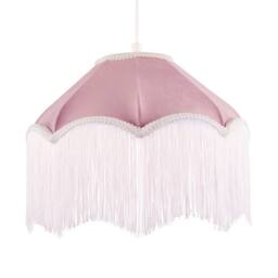 Happy Homewares Classic Chic Victorian Shape Pendant Light Shade in Blush Pink Velvet - thumbnail 1