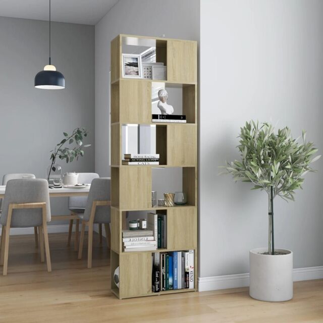 Berkfield Home Book Cabinet Room Divider Sonoma Oak 60x24x186 cm Engineered Wood in Brown - Size: 60 x 24 x 186 cm - image 1
