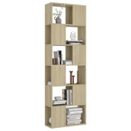 Berkfield Home Book Cabinet Room Divider Sonoma Oak 60x24x186 cm Engineered Wood in Brown - Size: 60 x 24 x 186 cm - thumbnail 4