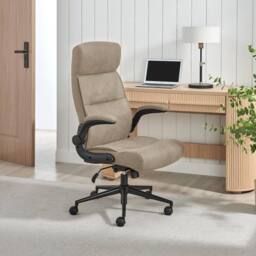 FurnitureboxUK Greer Beige Faux Leather Executive Swivel Office Chair