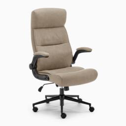 FurnitureboxUK Greer Beige Faux Leather Executive Swivel Office Chair - thumbnail 3