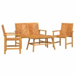 Berkfield Home 4 Piece Garden Lounge Set Solid Wood Acacia in Brown - thumbnail 1