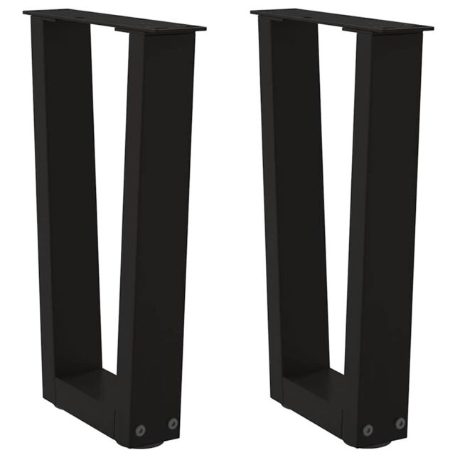 Berkfield Home Dining Table Legs V-Shape 2 pcs Black 38x(42-43.3) cm Steel - image 1