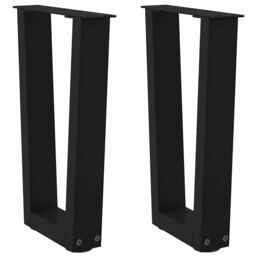 Berkfield Home Dining Table Legs V-Shape 2 pcs Black 38x(42-43.3) cm Steel - thumbnail 1