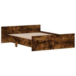 Berkfield Home Bed Frame with Headboard & Footboard Smoked Oak 140x190 cm in Brown - thumbnail 3