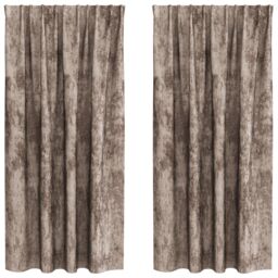 Berkfield Home Velvet Curtains 2 pcs with Eyelets Cappuccino 175x140 cm in Brown - thumbnail 2