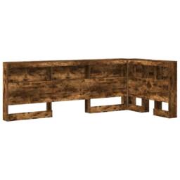 Berkfield Home Storage Headboard with Shelf Smoked oak 90 cm Engineered wood in Brown - thumbnail 3