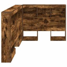 Berkfield Home Storage Headboard with Shelf Smoked oak 90 cm Engineered wood in Brown - thumbnail 7