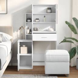 Berkfield Home Beautiful Dressing Table with Cabinet White 80x35x132 cm - Size: 80 x 35 x 132 cm