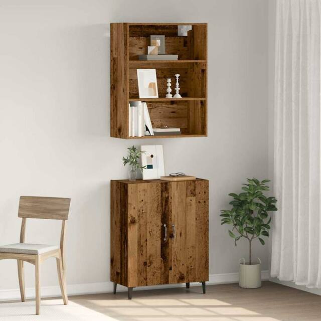 Berkfield Home Sideboard with Wall Cabinet Old Wood Engineered Wood in Brown - image 1
