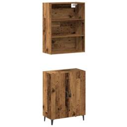 Berkfield Home Sideboard with Wall Cabinet Old Wood Engineered Wood in Brown - thumbnail 3