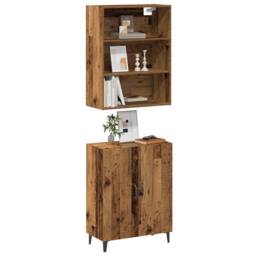 Berkfield Home Sideboard with Wall Cabinet Old Wood Engineered Wood in Brown - thumbnail 2