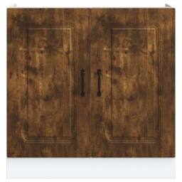 Berkfield Home Sink Base Cabinet Kalmar Smoked Oak 80x46x81.5 cm Engineered Wood in Brown - thumbnail 4