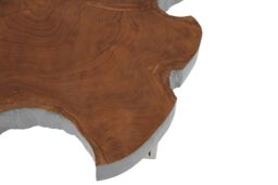 Orsina Teak Wood Side Table, Handcrafted Tables With Natural Grain Top, Settee Side Table With Sleek Legs, Small Table in Silver - thumbnail 4