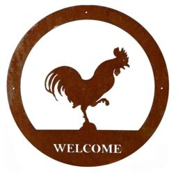 Poppyforge Cockerel Small Wall Art - with Text, Steel - W29.5 x H29.5 cm - BM/RtR in Brown - thumbnail 2