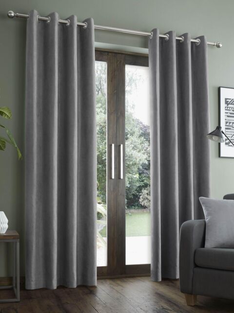 'Faux Suede' Lined Eyelet Curtains