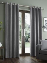 'Faux Suede' Lined Eyelet Curtains - thumbnail 1
