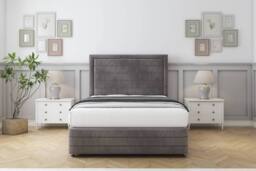 "Sloomy Ashford Naples Divan Base 2 Drawers - 26"" Headboard & 12"" Footboard in Grey - Size: Small Double" - thumbnail 1