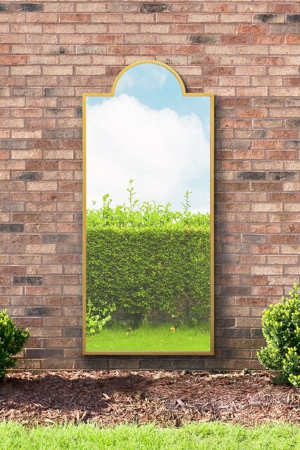 "MirrorOutlet Gold Contemporary Wall & Leaner Garden Mirror 67""x 29"" 170x75cm - Size: 1 Pack" - image 1