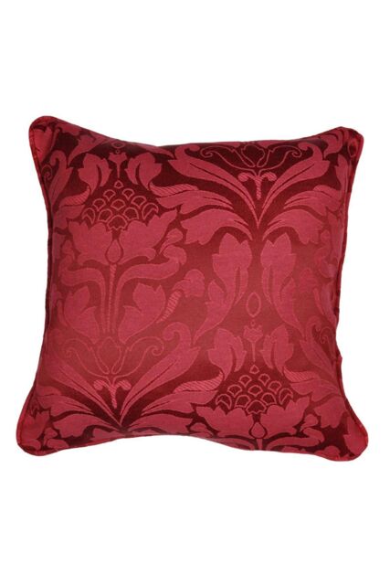 Dreams & Drapes 'Eastbourne' Damask Woven Jacquard Filled Cushion in Burgundy - Size: 43 cm x 43 cm - image 1