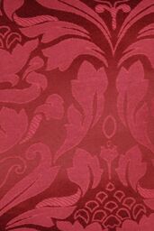 Dreams & Drapes 'Eastbourne' Damask Woven Jacquard Filled Cushion in Burgundy - Size: 43 cm x 43 cm - thumbnail 2