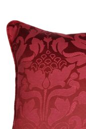 Dreams & Drapes 'Eastbourne' Damask Woven Jacquard Filled Cushion in Burgundy - Size: 43 cm x 43 cm - thumbnail 3