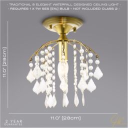 Happy Homewares Traditional Crystal Glass Waterfall Ceiling Light in Brushed Gold - thumbnail 6