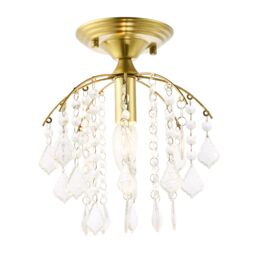 Happy Homewares Traditional Crystal Glass Waterfall Ceiling Light in Brushed Gold - thumbnail 2