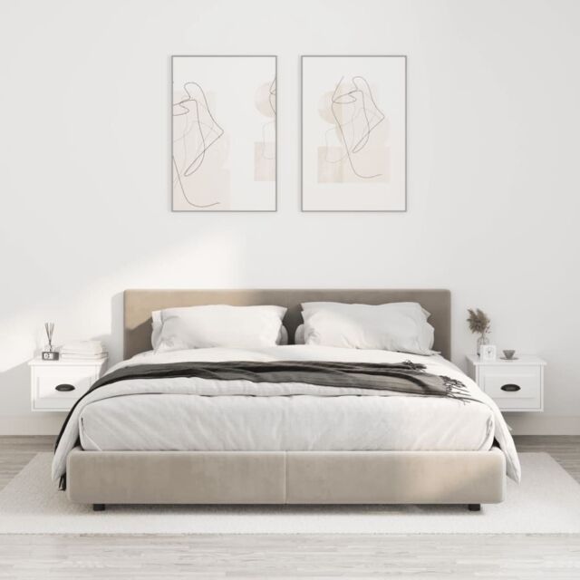 Berkfield Home Wall-mounted Bedside Cabinets 2 pcs High Gloss White 41.5x36x28cm - Size: 41.5x36x28 cm - image 1
