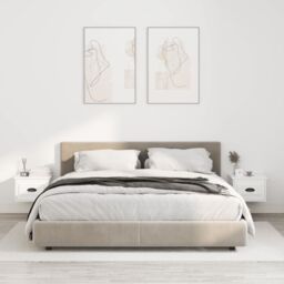 Berkfield Home Wall-mounted Bedside Cabinets 2 pcs High Gloss White 41.5x36x28cm - Size: 41.5x36x28 cm - thumbnail 1