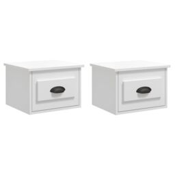 Berkfield Home Wall-mounted Bedside Cabinets 2 pcs High Gloss White 41.5x36x28cm - Size: 41.5x36x28 cm - thumbnail 2