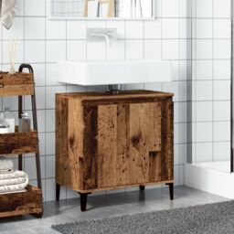 Berkfield Home Sink Cabinet Old Wood 58x33x60 cm Engineered Wood in Brown - Size: 58 x 33 x 60 cm - thumbnail 3